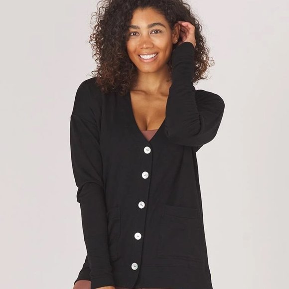 Glyder Tops - NWT, Glyder Lounge Cardigan, Black, Size Large